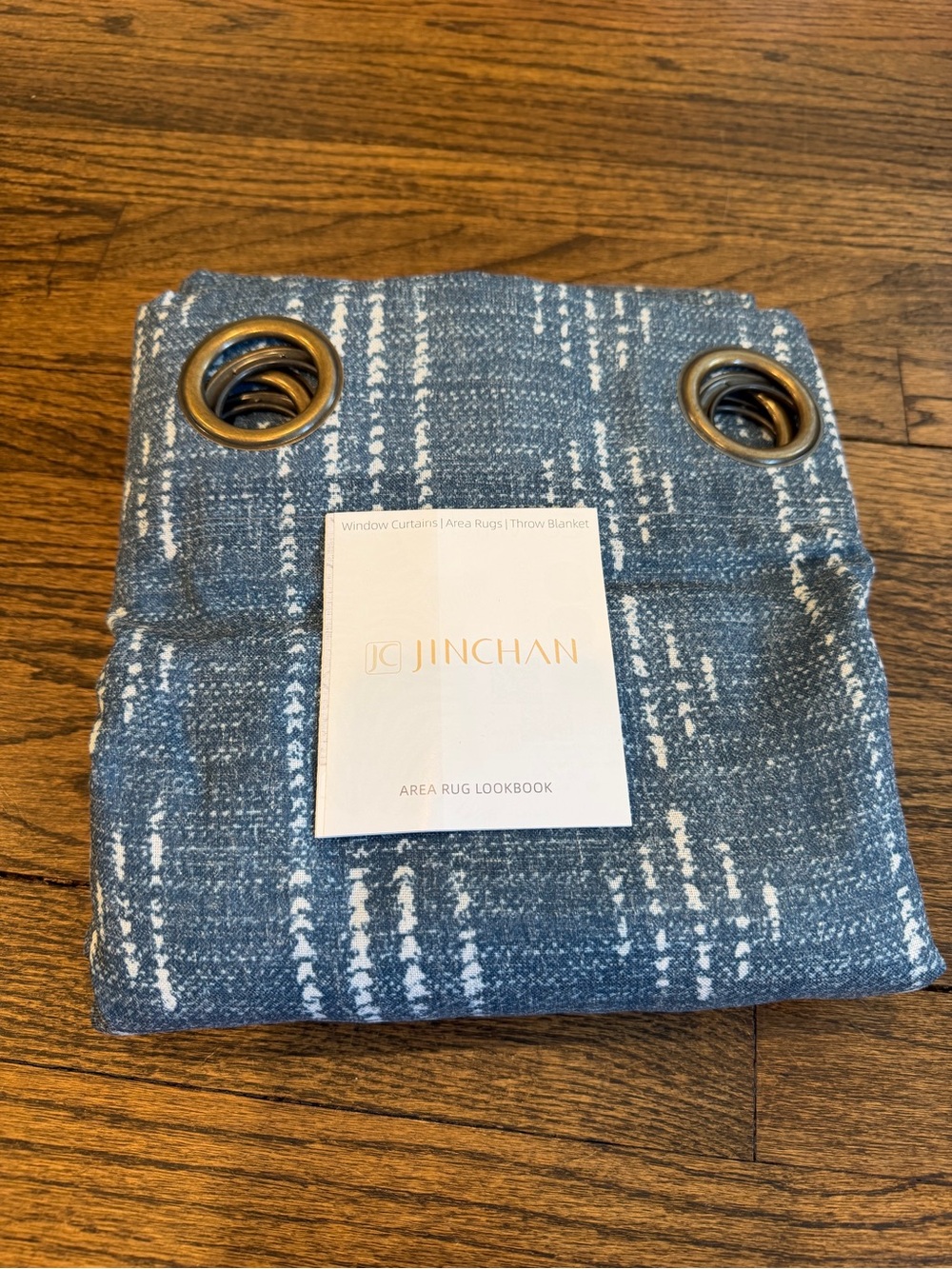 JINCHAN Blue & White Textured Curtain Panel with Grommets - set of 2 C#1